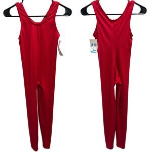 VTG 80s Body Wrappers XS Deadstock Red Unitard Dance Leotard Catsuit Cosplay